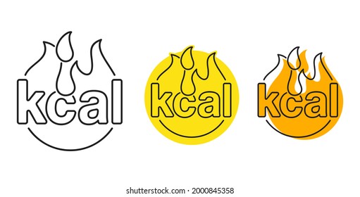 kcal Symbol in dünner Linie - Fettverbrennung, symbolisches Symbol für Kilokalorien für Lebensmittelprodukte - einzelne Vektorelement. Vektorgrafik