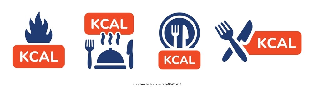 Kcal icon vector set. Kilocalorie for diet food nutrition symbol illustration.