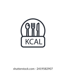 Kcal icon. vector.Editable stroke.linear style sign for use web design,logo.Symbol illustration.