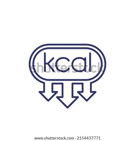 kcal, kilocalorie reducing icon, line vector