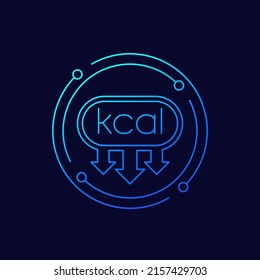 kcal, kilocalorie reducing icon, linear design