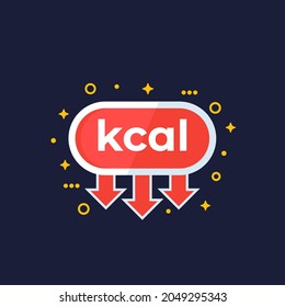 kcal, kilocalorie reducing vector icon