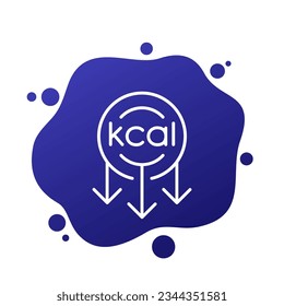 kcal reducing line icon, cut calories vector