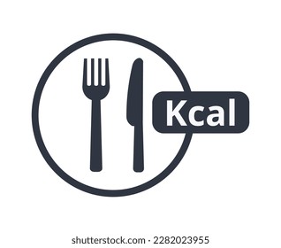 Kcal Symbol with Fork and Knife Vector Illustration
