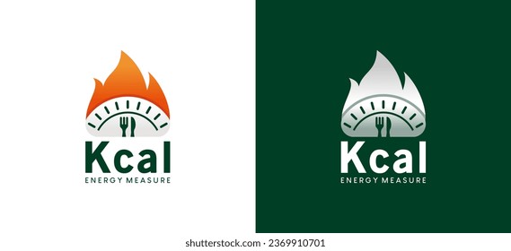 Kcal symbol logo for fat burning design food product symbol with measuring tool vector icon