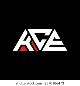 KCE triangle letter logo design with triangle shape. KCE triangle logo design monogram. KCE triangle vector logo template with red color. KCE triangular logo Simple, Elegant, and Luxurious design.