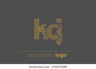 KCJ moderno logotipo da tipografia geométrica. Composição moderna e elegante com uma ilustração de logotipo de tipografia monocromática projetada com linhas intrincadas.