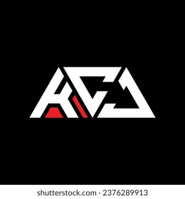 KCJ triangle letter logo design with triangle shape. KCJ triangle logo design monogram. KCJ triangle vector logo template with red color. KCJ triangular logo Simple, Elegant, and Luxurious design.