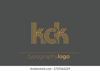 KCK modern geometric typography logo. Modern and stylish composition featuring a monochromatic typography logo illustration designed with intricate lines.