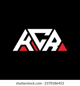 KCR triangle letter logo design with triangle shape. KCR triangle logo design monogram. KCR triangle vector logo template with red color. KCR triangular logo Simple, Elegant, and Luxurious design.