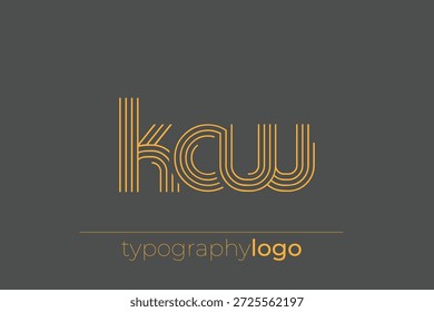 KCW modern geometric typography logo. Modern and stylish composition featuring a monochromatic typography logo illustration designed with intricate lines.