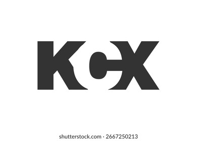 Diseño de logo KCX. Letra inicial K C X estilo de letra en negrita para startups tecnológicas, consultoría, marca corporativa. Nombre creativo de la empresa, titulares de la tipografía, identidad, logotipo de moda. Ilustración vectorial.