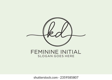 KD Handschrift Logo mit Kreis-Vorlage Vektorlogo der ersten Signatur, Hochzeit, Mode, Blumen und botanisch mit kreativen Vorlage.