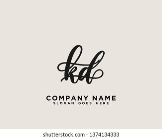KD Initial Handwriting Logo Vector