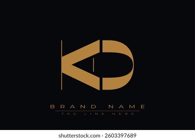 KD initial letter logo design. Letter K and D luxury alphabet letter logo icon template