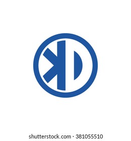 KD initial letters circle business logo blue