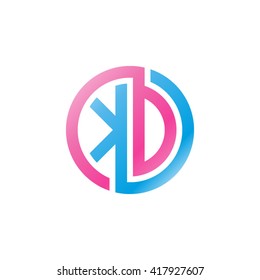 KD initial letters looping linked circle logo blue pink