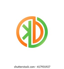 KD initial letters looping linked circle logo orange green