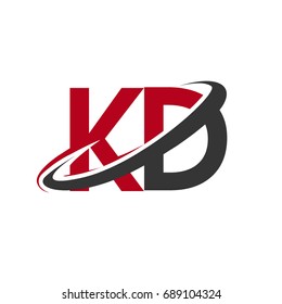 KD initial logo company name colored red and black swoosh design, isolated on white background. vector logo for business and company identity.