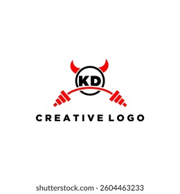 KD initial monogram for fitnes or gym logo with devil style design