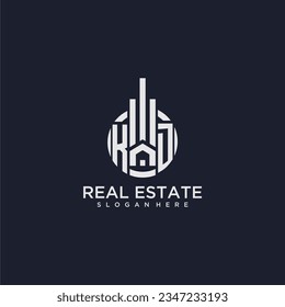 KD initial monogram logo for real estate with creative circle design vector