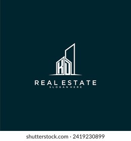 KD initial monogram logo real estate with building style design vector
