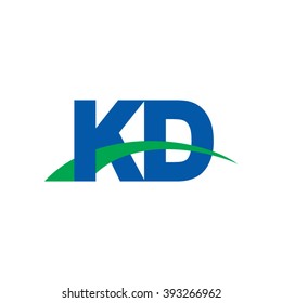 KD initial overlapping swoosh letter logo blue green