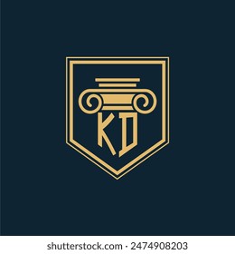Logo de la firma de abogados KD Initials con elemento de ley creativo