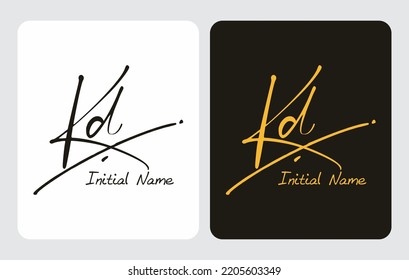 Kd K d initial handwriting Kd initial handwriting signature logo template vector hand lettering for designs or for identity