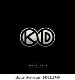 KD K D initial letter linked circle capital monogram logo modern template silver color edition