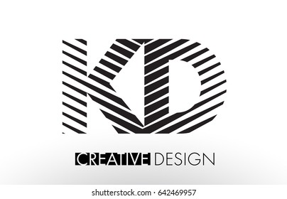 KD K D Lines Letter Design with Creative Elegant Zebra Vector Illustration.