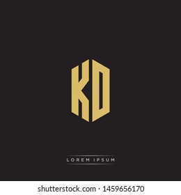 KD K D Logo Emblem Hexagon Capital Letter Modern Template