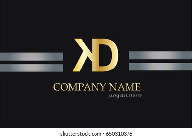KD Letter Logo Design in Golden Color