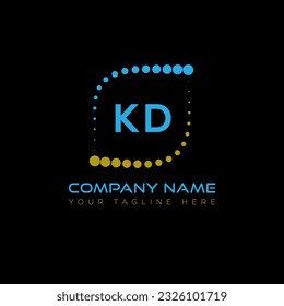 KD letter logo design on black background. KD creative initials letter logo concept. KD unique design.

