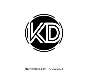 KD letter logo round black