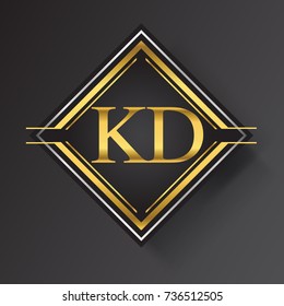 KD Letter logo in a square shape gold and silver colored geometric ornaments.