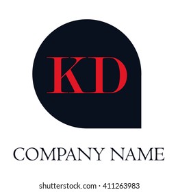 KD Letters red , Abstract black background logo, Design identity in shape, Alphabet letter