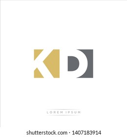 KD Logo Letter with Modern Negative space - Dark Yellow and Grey Color EPS 10