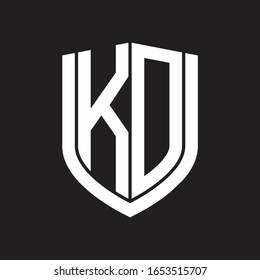 KD Logo monogram with emblem shield design isolated on black background