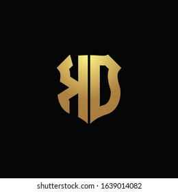 KD logo monogram with gold colors and shield shape design template