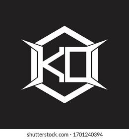 Monograma de logotipo KD con hexágono y plantilla de diseño de forma de cuatro ejes