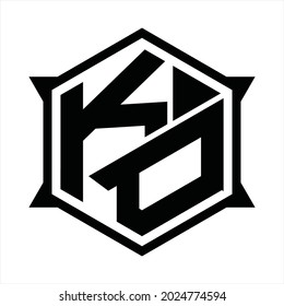 KD Logo monogram with hexagon and sharp shape design template