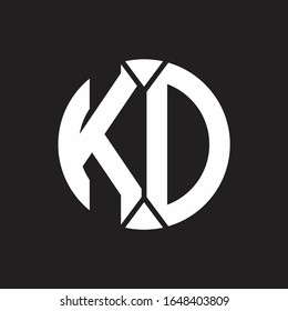Monograma con logotipo KD con estilo de cinta circular