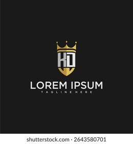 KD Luxusbrief Monogramm für Krone und Schild Logo Design