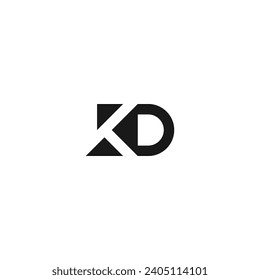 KD monogram logo in black and white color with negative space style. K and D.