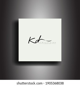 KD Signature style monogram.Calligraphic lettering icon and handwriting vector art.
