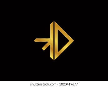 KD square shape gold color logo