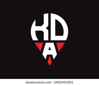 KDA letter location shape logo design