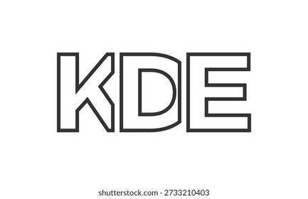 KDE logo design template with strong and modern bold text. Initial based vector logotype featuring simple and minimal typography. Trendy company identity ideal for businesses brand presence.