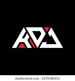 KDJ triangle letter logo design with triangle shape. KDJ triangle logo design monogram. KDJ triangle vector logo template with red color. KDJ triangular logo Simple, Elegant, and Luxurious design.